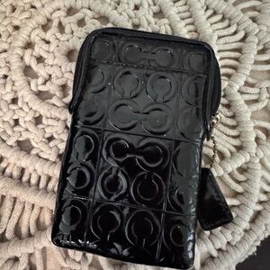 Black coach Embossed wallet/ coin purse wristlet